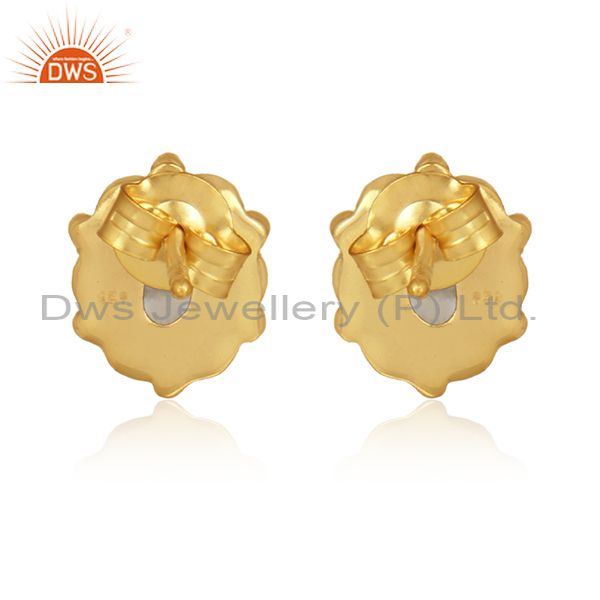 Designer of Oval shape moonstone gemstone gold over designer silver earrings
