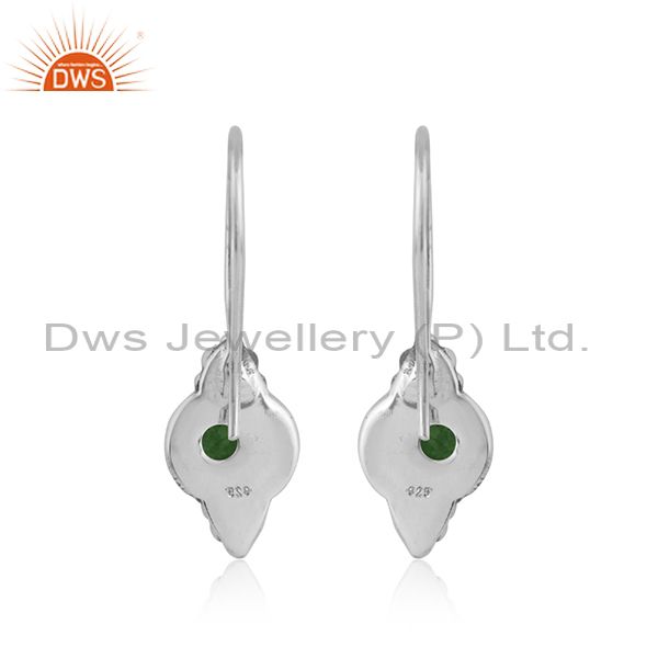 Handmade oxidized 925 silver womens chrome diopside earring jewelry