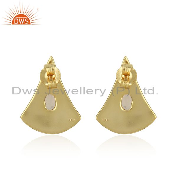 Suppliers Design Texture 18k Gold Plated Silver Gemstone Earrings Jewelry