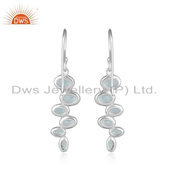 New 925 sterling fine silver blue topaz gemstone earrings jewelry