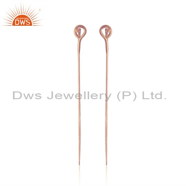 Rose gold plated designer sterling plain silver earrings jewelry