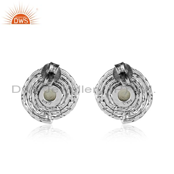 Designer black oxidized 925 silver aqua chalcedony gemstone earrings