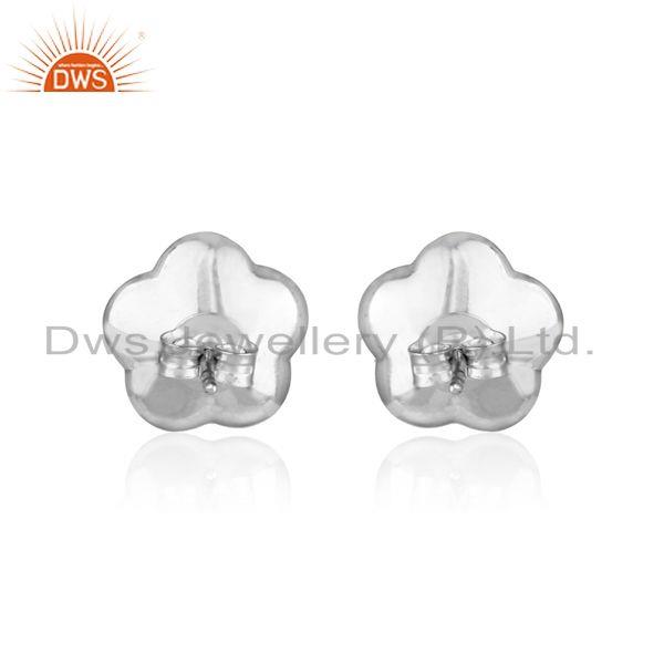 Designer dainty stud in rhodium plated silver 925 with gray pearl