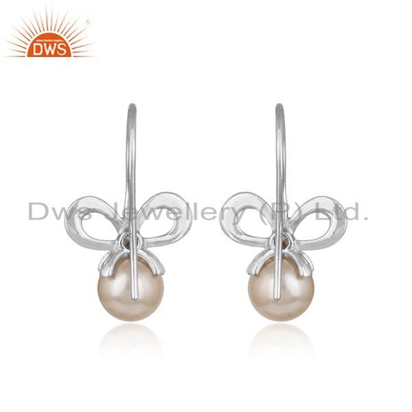 Designer of Trendy bow designer dangle earring in silver 925 with pearl and cz