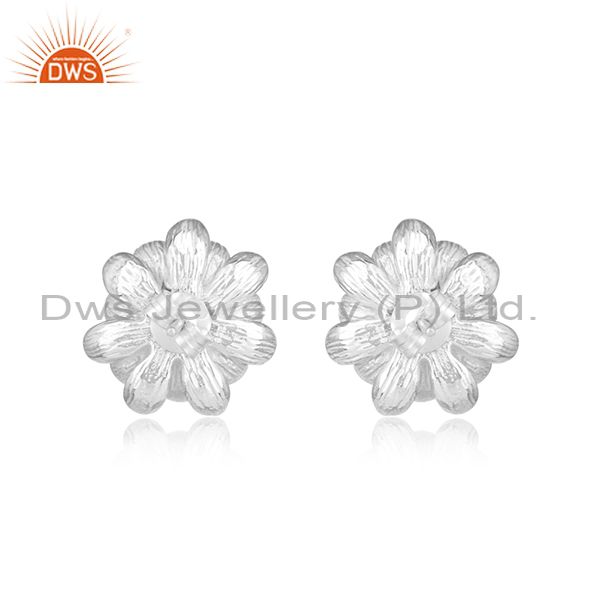 Flower design dainty sterling silver 925 studs with pearl