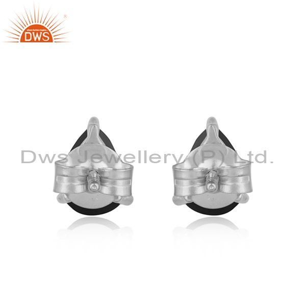 Designer dainty sterling silver 925 studs with natural black onyx