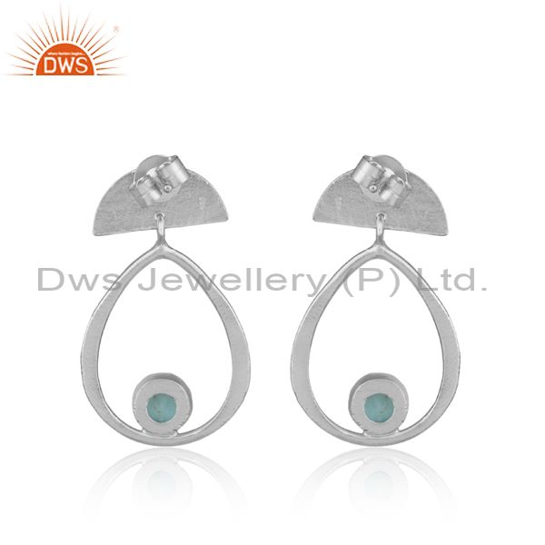 Designer half moon sterling silver earring with larimar