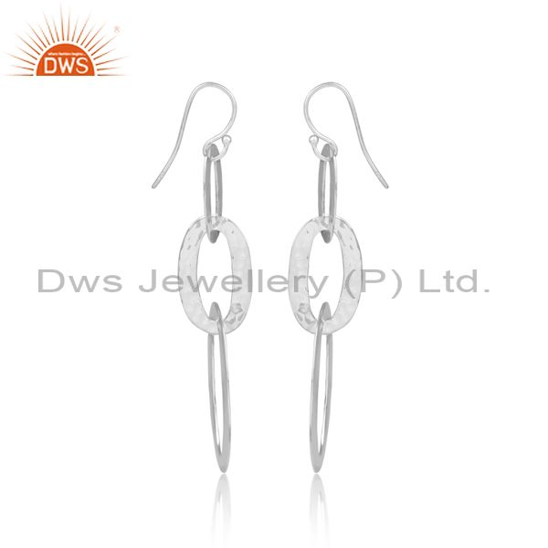Womens 925 Sterling Silver Oval Entwined Dangler Earrings