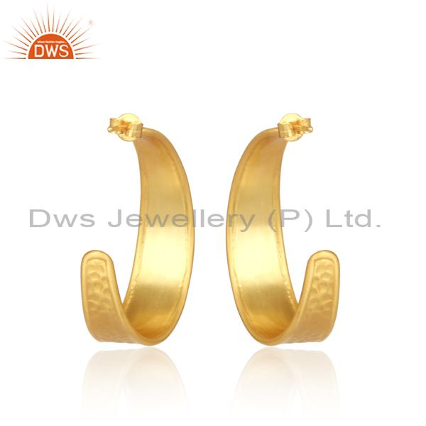 925 Sterling Silver Gold Plated Huggies Statement Earrings