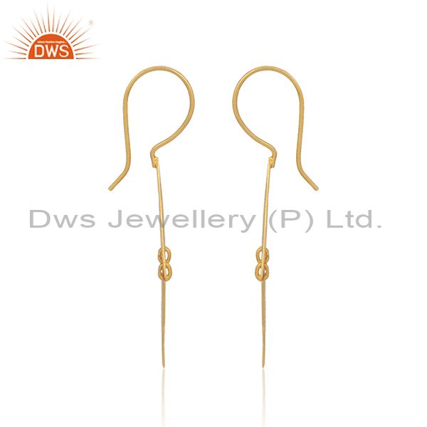 Handmade Gold On 925 Silver Triangular Boho Drop Earrings