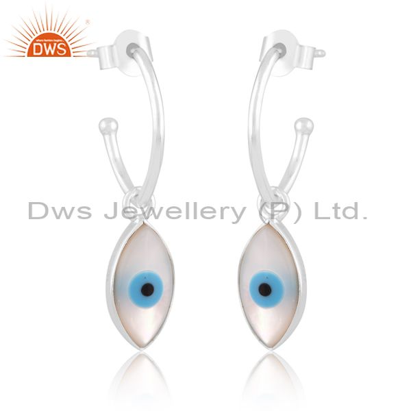 Sterling Silver Drops With Mother Of Pearl Eye Stone