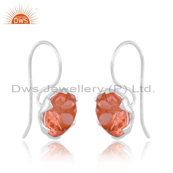 Sterling Silver Earring With Doublet Morganite Quartz Stone