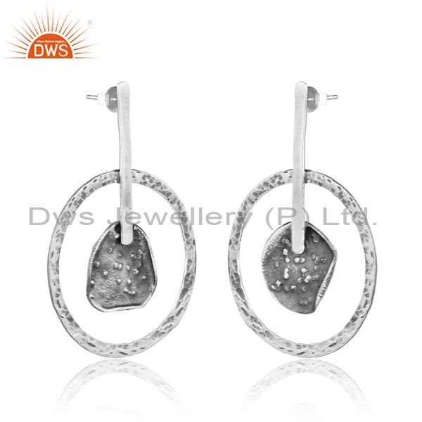 Sterling Silver Oxidized Earrings With Circular Pattern