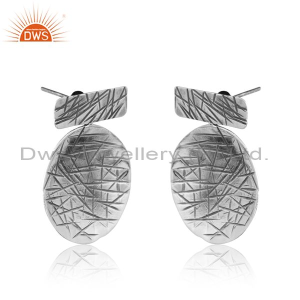 Sterling Silver Oxidised Earrings With Spear Design