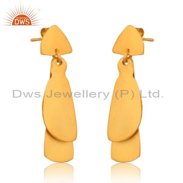 Sterling Silver 18K Gold Earrings With Unshaped Drops