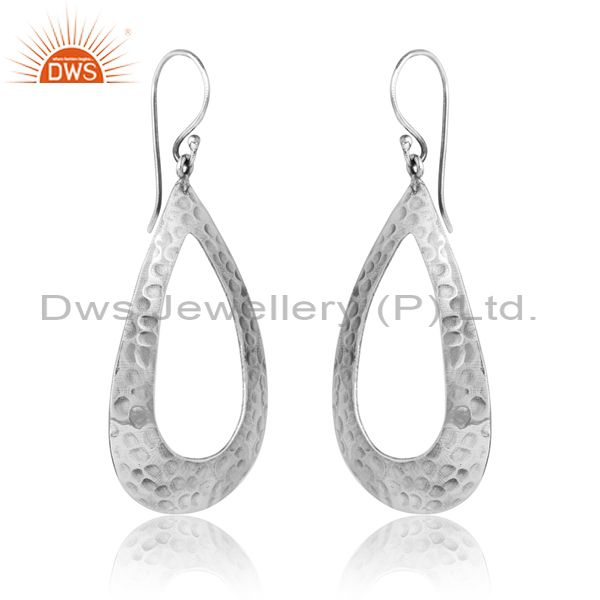 Sterling Silver Oxidized Oval Shaped Earrings With Designs