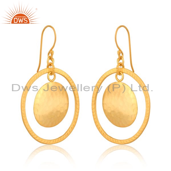 Sterling Silver Drop Earring With 18K Gold Circle Design