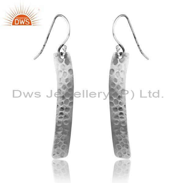 Sterling Silver Oxidized A Drops With Rectangular Design