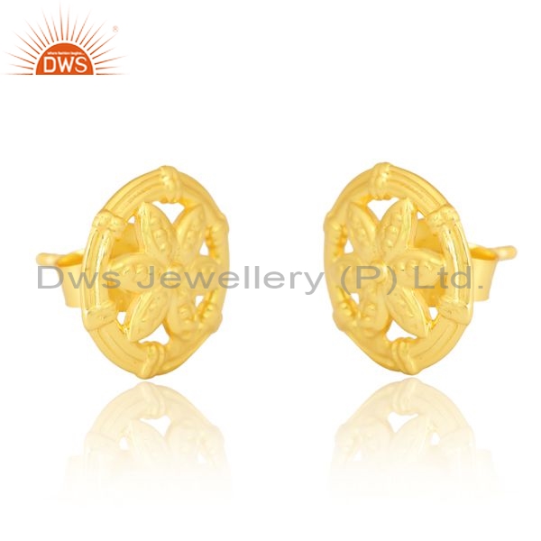 Sterling Silver Flower Gold 18K Earrings