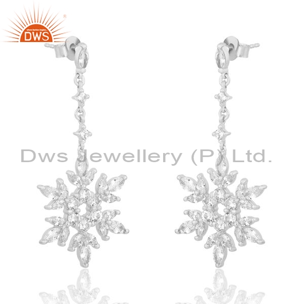 Sterling Silver Gold Drops With Cubic Zirconia Snow Pattern