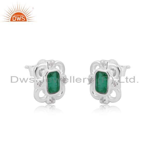 Stunning Gemstone Doublet: Zambian Emerald Quartz & CZ Studs