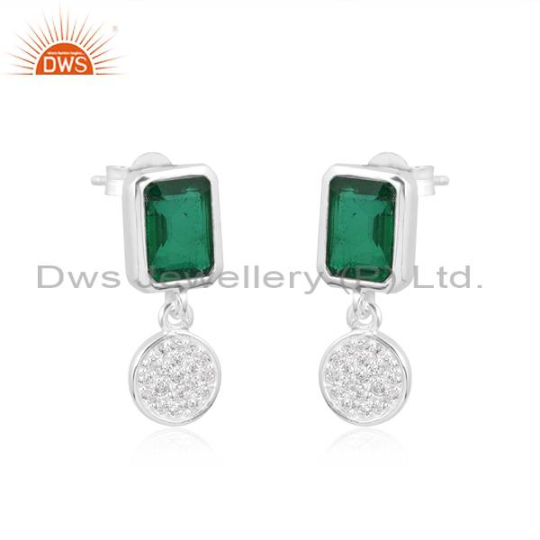 Doublet Zambian Emerald Quartz & Cubic Zirconia Earrings