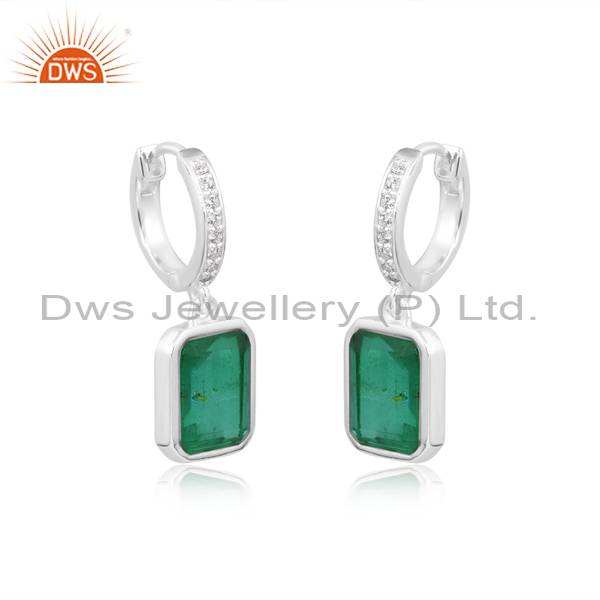 Doublet Zambian Emerald Quartz & CZ Earrings for Women