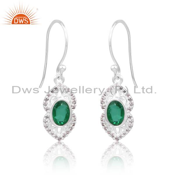 Gemstone Doublet Earrings: Zambian Emerald Quartz & CZ