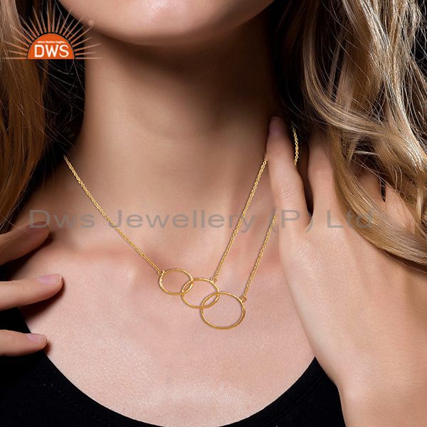 Suppliers Solid 92.5 Sterling Silver Gold Plated Girls Necklace Pendant Supplier