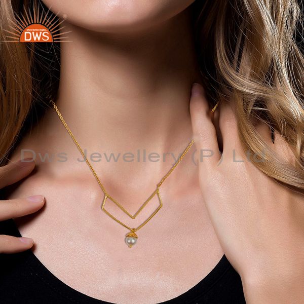 Suppliers Gold Plated Sterling 92.5 Silver Fresh Watar Pearl Pendant Wholesale