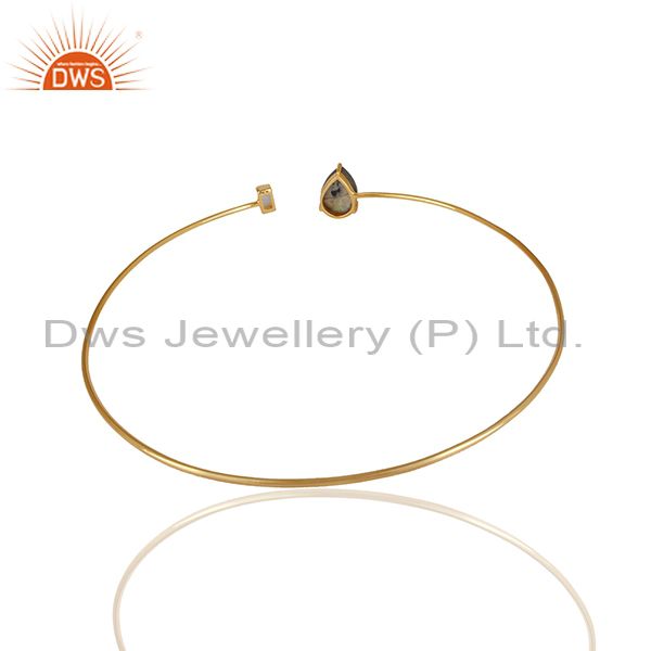 Exporter Handmade 92.5 Silver Gold Plated Multi Gemstone Cuff Bracelet Supplier
