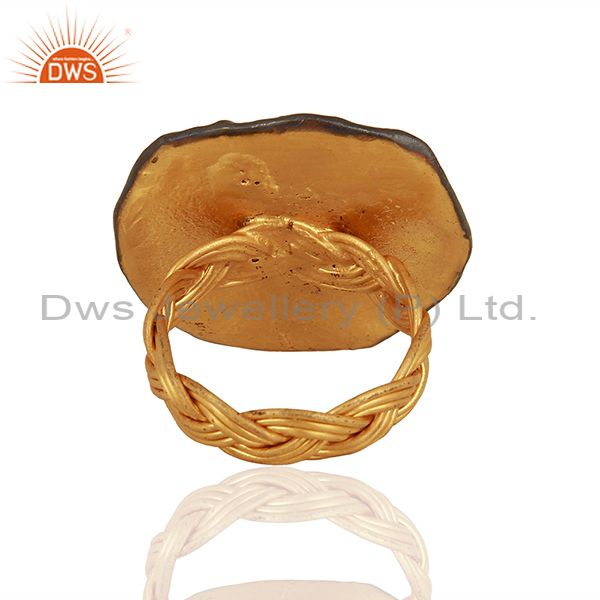 Exporter Designer Gold Plated Silver Smoky Quartz Gemstone Ring Supplier