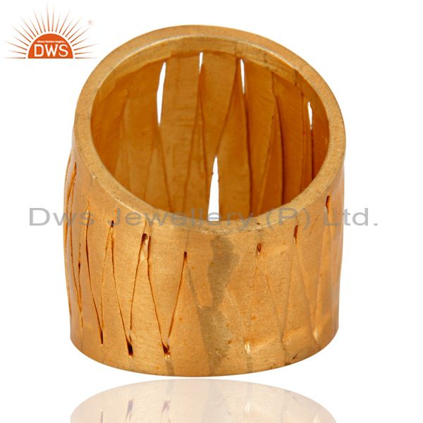 Suppliers Handcrafted .925 Sterling Silver Weave Designer Band Ring 18 K Gold Plated