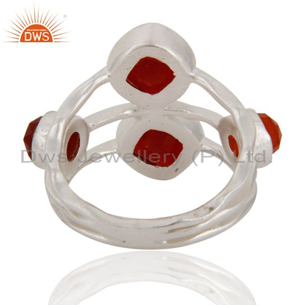 Suppliers Handmade Natural Faceted Gemstone Red Onyx 925 Sterling Silver Ring