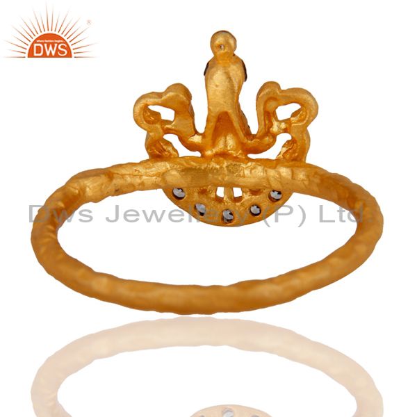 Suppliers New Design White Zircon 18 kt. Gold Over 925 Sterling Silver Peacock Design Ring