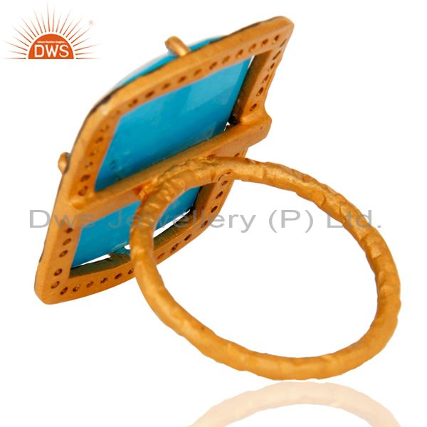 Suppliers Handmade 22K Gold Plated 925 Sterling Silver Turquoise Gemstone Designer Ring