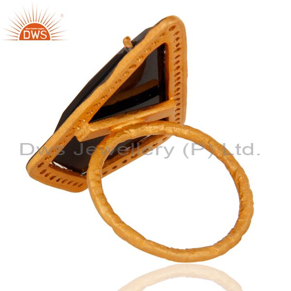 Suppliers Hammered Sterling Silver Gold Plated Black Onyx Gemstone Ring Made In India