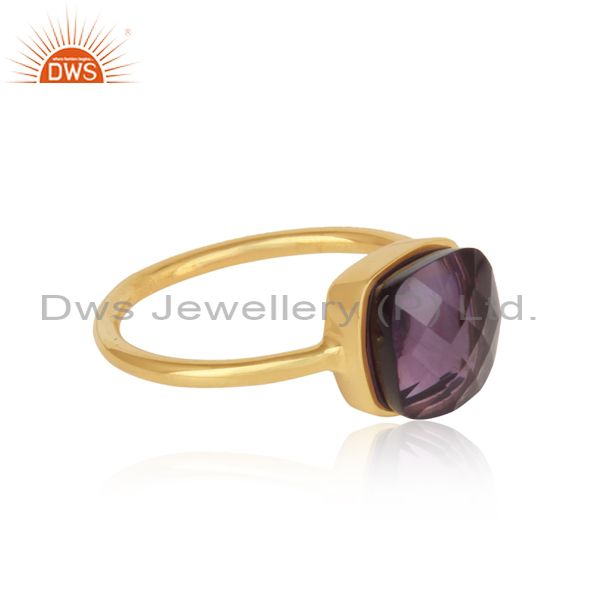 Yellow Gold On Silver Handmade Rings With Amethyst