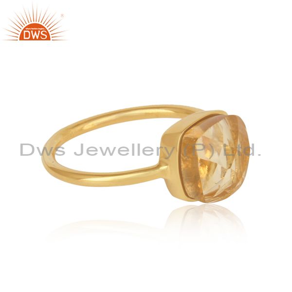 Yellow Gold On Silver 925 Handmade Rings With Citrine