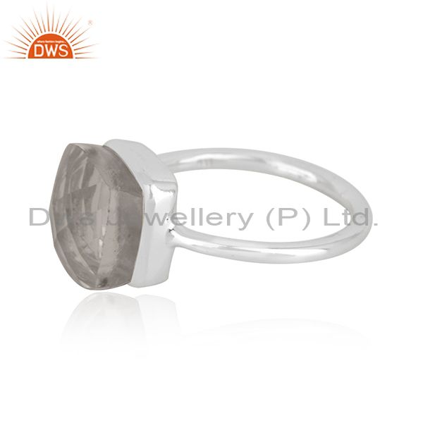 Suppliers Crystal Quartz Sterling Handmade Fine Silver Ring Manufacturer in India
