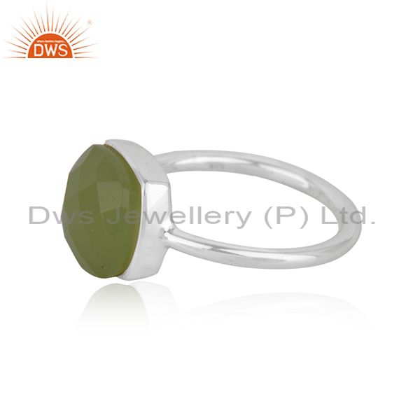 Suppliers Handmade Sterling Fine Silver Prehinte Chalcedony Gemstone Ring Wholesale