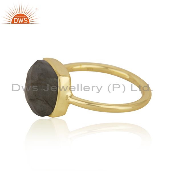 Suppliers Labradorite Gemstone Gold Plated 925 Silver Handmade Ring Manufacturer Jaipur