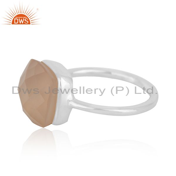 Suppliers Rose Chalcedony Gemstone Handmade Sterling Silver Ring Manufacturers