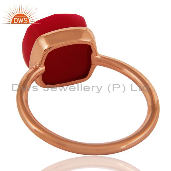 Suppliers Faceted Pink Chalcedony Sterling Silver Bezel-Set Ring - Rose Gold Plated