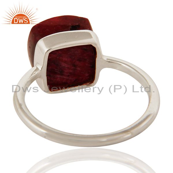 Suppliers Bezel-Set Faceted Ruby Corundum Gemstone 925 Sterling Silver Ring