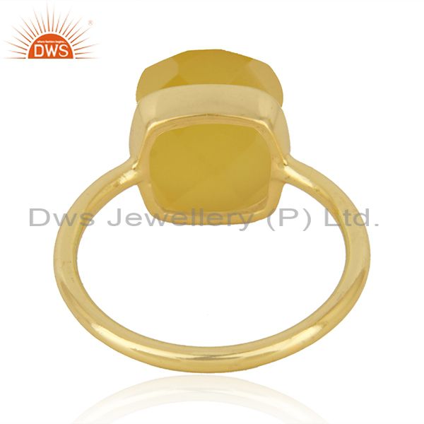 Suppliers Yellow Chalcedony Gemstone Gold Plated 925 Silver Ring Manufacturer in India
