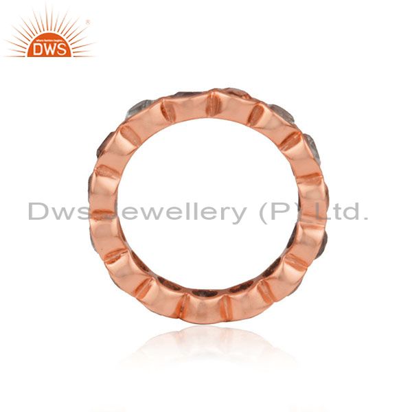 Suppliers Citrine Amethyst Gemstone Rose Gold Plated Silver Band Ring Jewelry