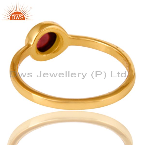 Suppliers 14K Yellow Gold Plated Sterling Silver Garnet Gemstone Stacking Ring