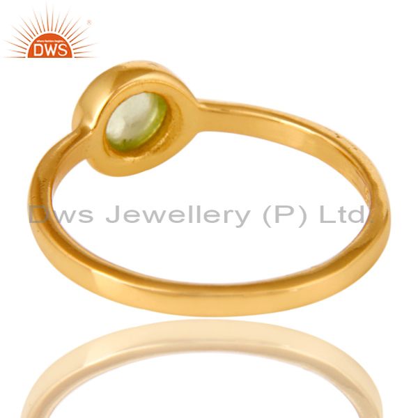 Suppliers Shiny 14K Yellow Gold Plated Sterling Silver Peridot Gemstone Stacking Ring