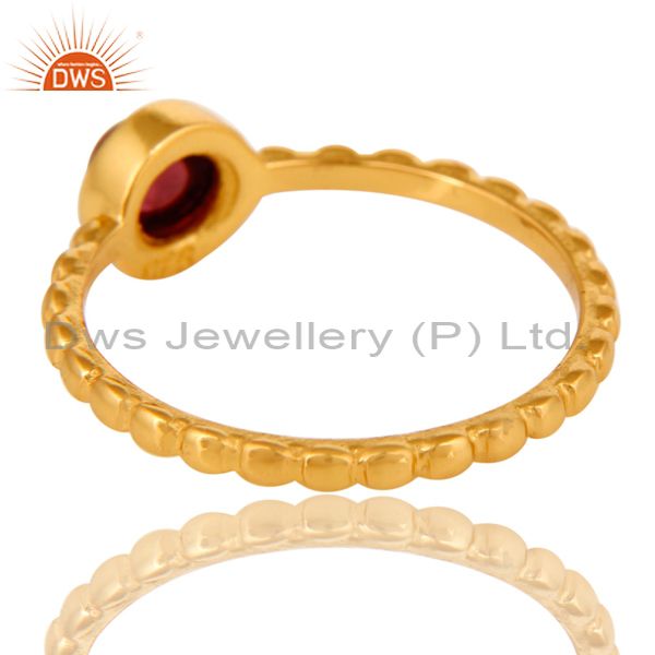 Suppliers Shiny 14K Yellow Gold Plated Sterling Silver Garnet Gemstone Stackable Ring